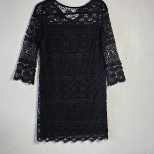 Max Studio Black Lace Long Sleeve Dress